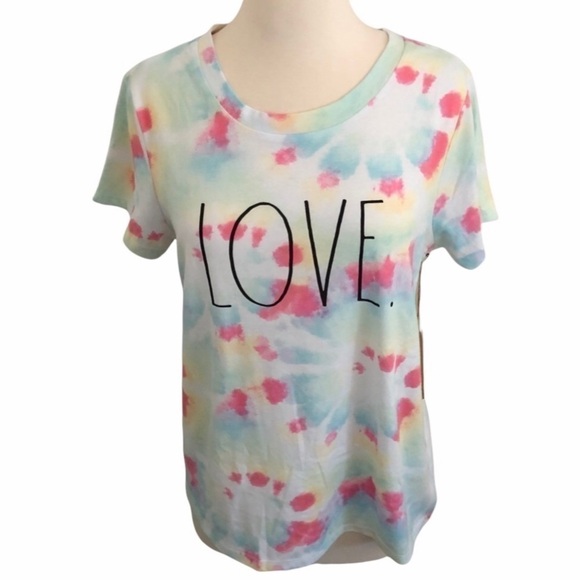 Rae Dunn Love Tye Dye Tee W/matching Scrunchy. - Picture 1 of 7